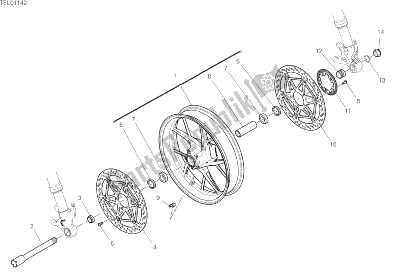 All parts for the Front Wheel of the Ducati Streetfighter V4 Thailand 1103 2020